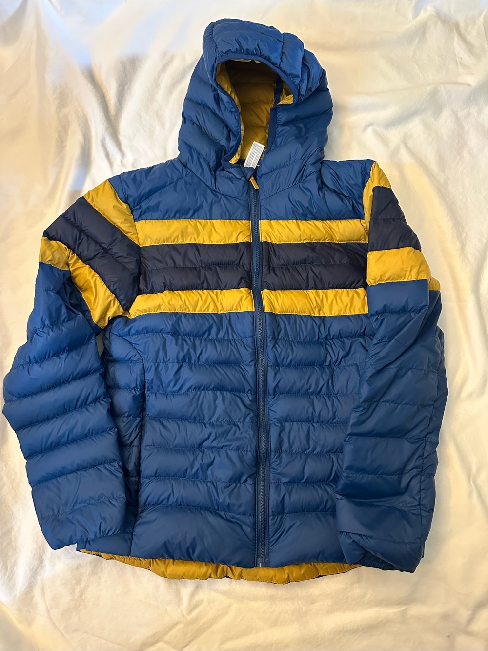 all in motion Navy and Yellow Puffer Jacket with Hood